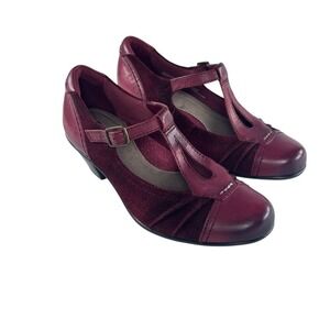 VTG‎ Earth Burgundy Mary Jane Heels 5.5 B Soft Leather Academia Grunge Preppy